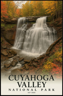 Cuyahoga Valley Waterfall Scenic Travel Poster