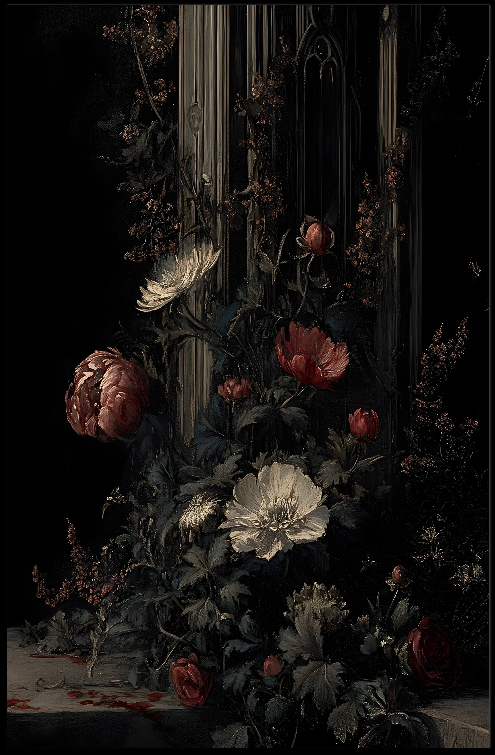Dramatic Floral Elegance: Artistic Poster PosterGoat