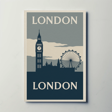 Iconic London Landmarks Vintage Travel Poster