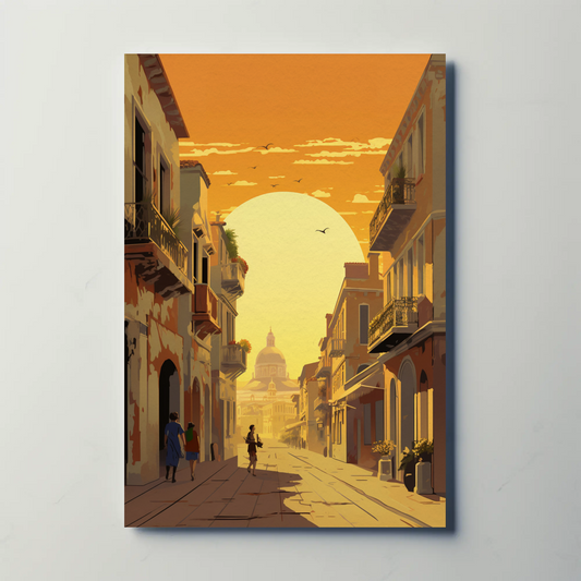 Venetian Street Sunset Italy Architecture Travel Poster