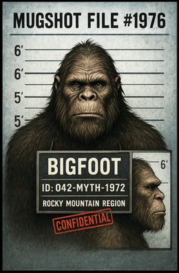 Bigfoot Mugshot  Mythical Sighting Poster PosterGoat