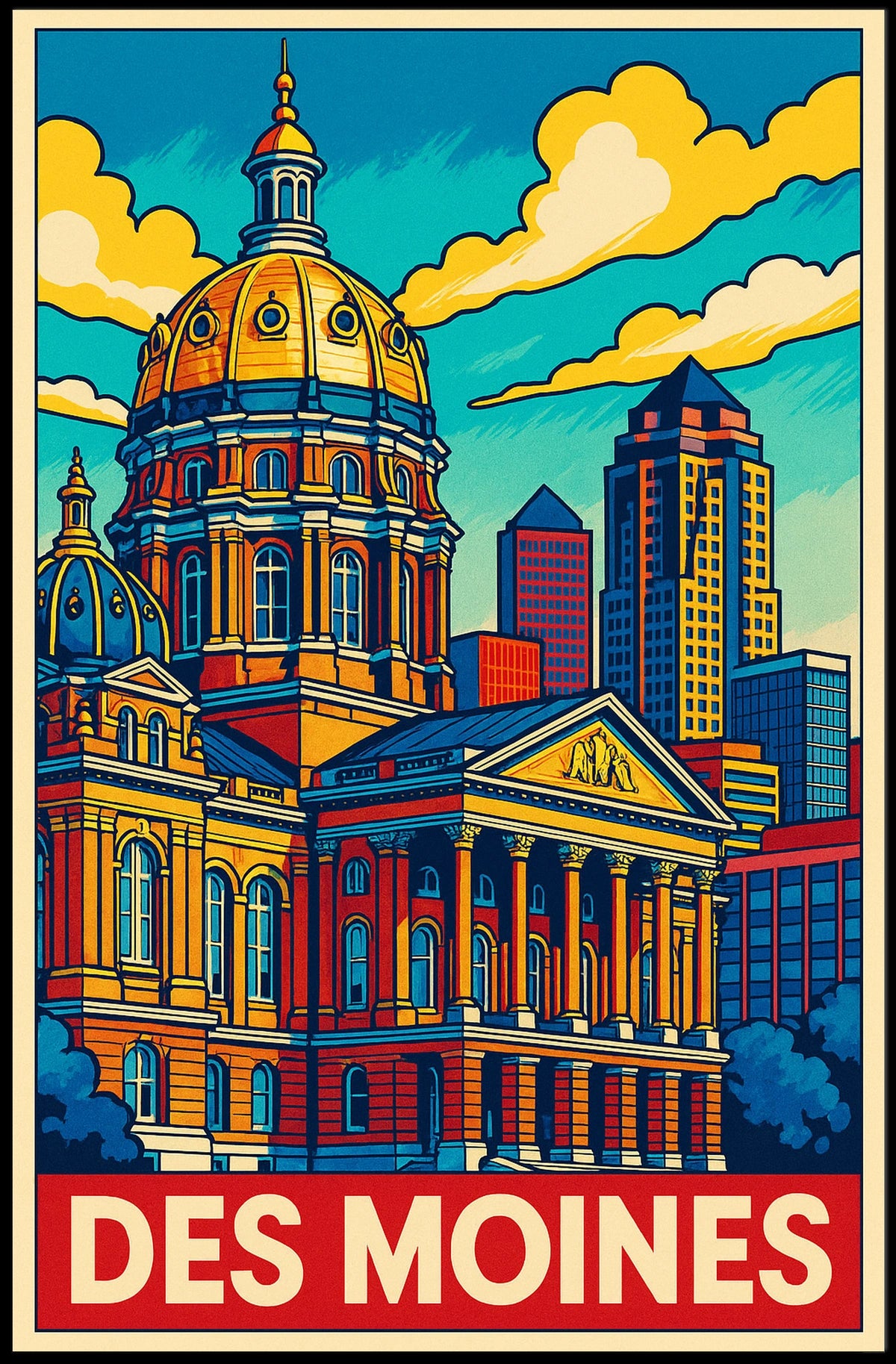 Des Moines Cityscape Poster