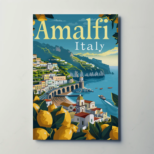 Amalfi Italy Colorful Vintage Poster