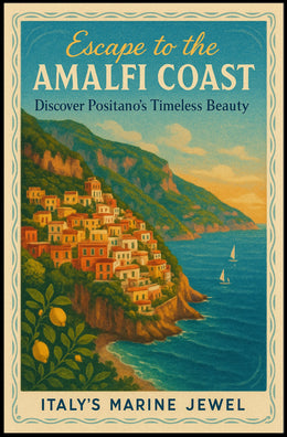 Amalfi Coast Positano Vintage Travel Poster Art