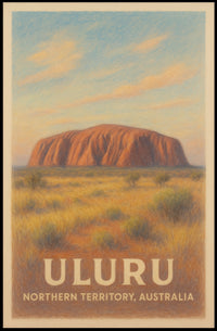Uluru Vintage Travel Adventure, Northern Territory, Australia Travel Poster