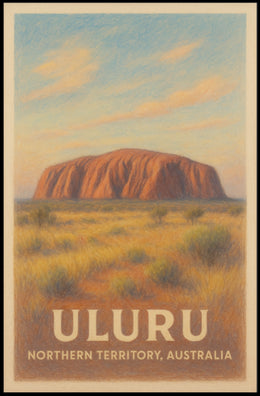 Uluru Vintage Travel Adventure, Northern Territory, Australia Travel Poster