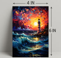 Lighthouse At Sunset Poster