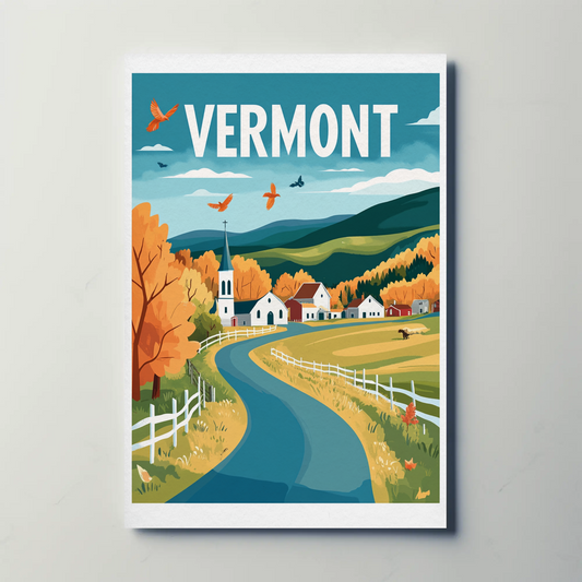 Vermont Vintage Poster - Mountain Road