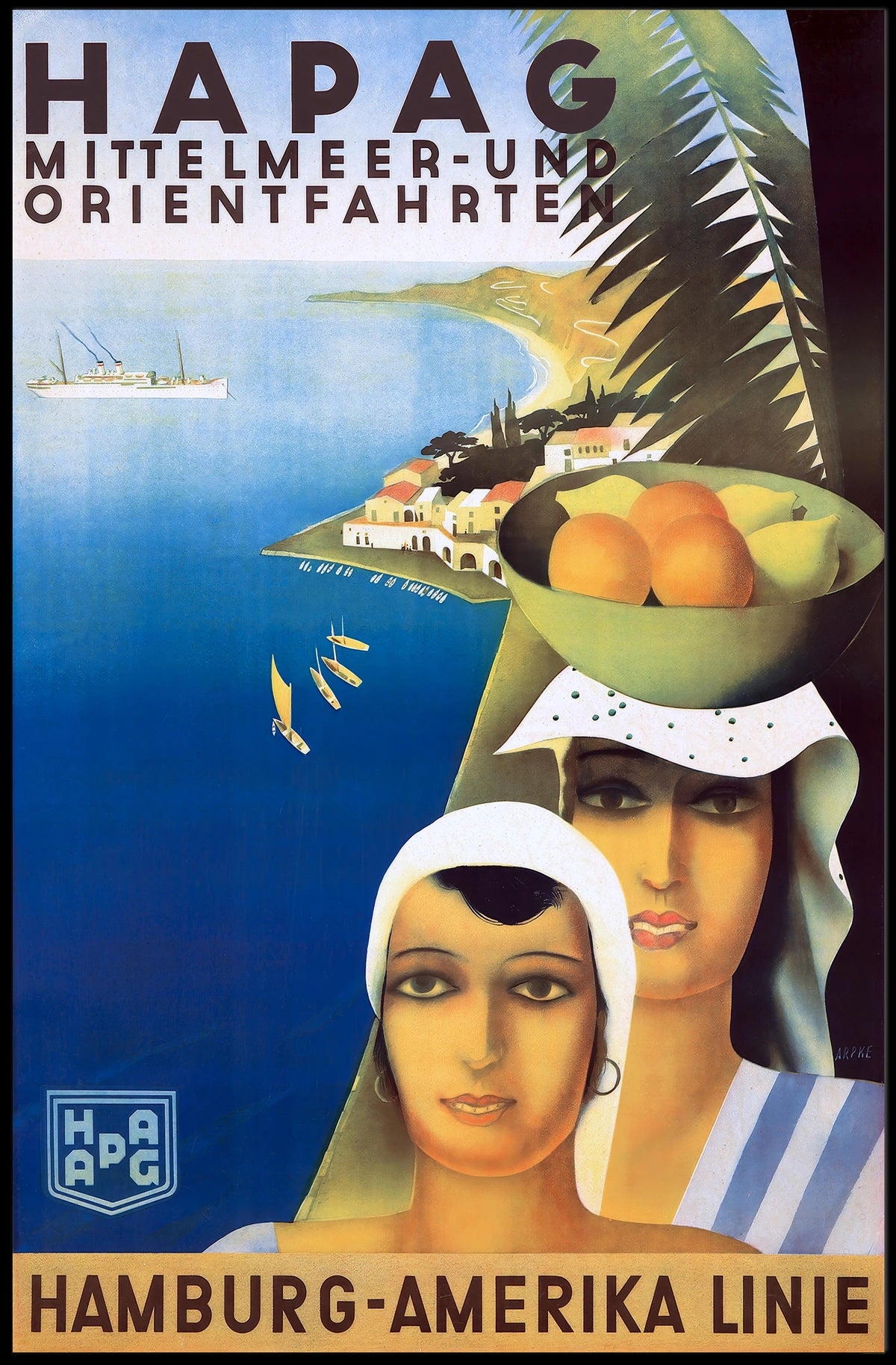 Hapag Mediterranean And Orient Cruises Poster