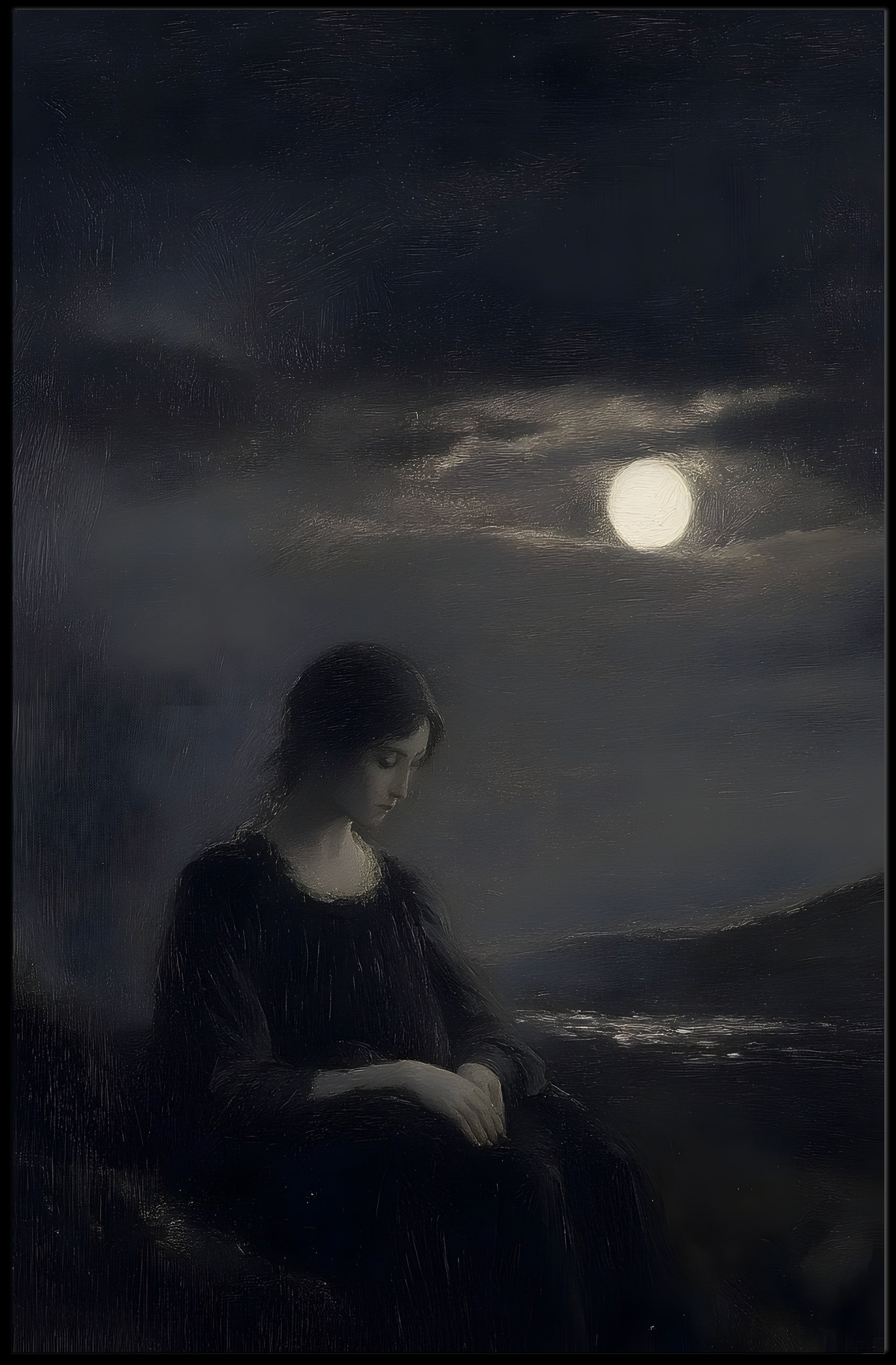 Mystical Moonlight Woman Artistic Poster PosterGoat