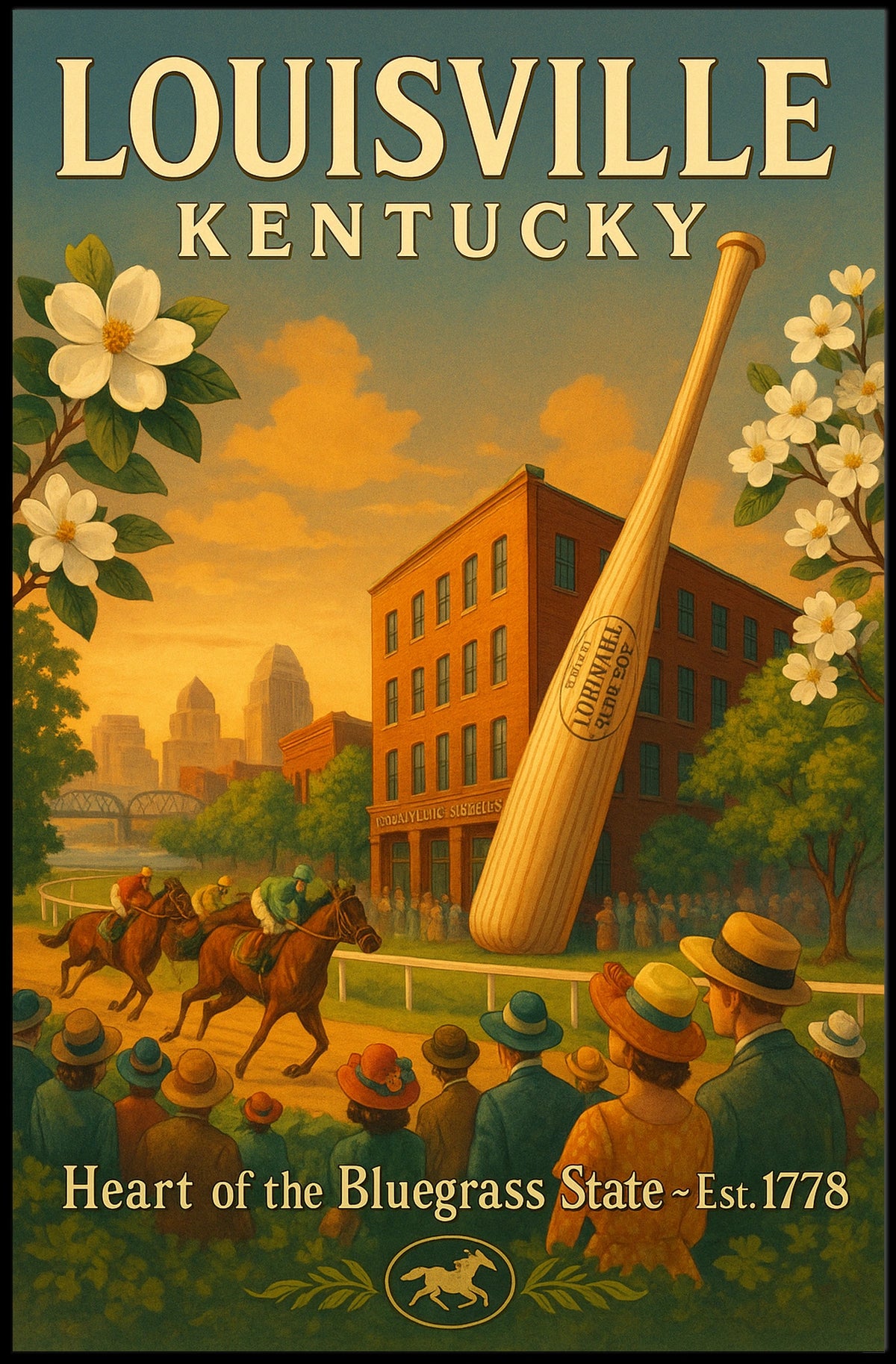 Louisville, Kentucky Heart of the Bluegrass State Poster