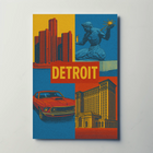 Detroit Landmarks and Muscle Car Cultural Heritage Poster