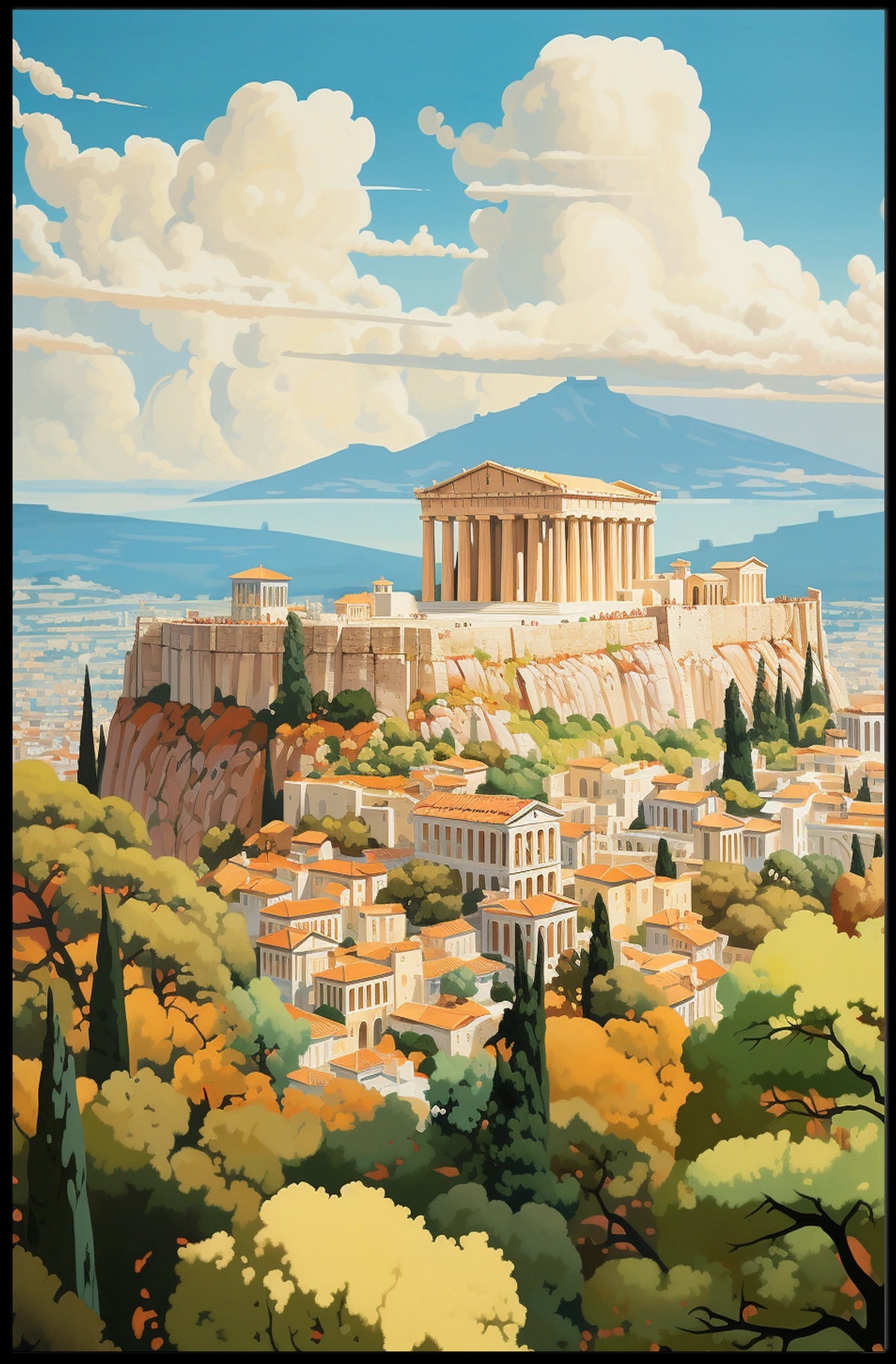 Acropolis of Athens Vibrant Cultural or Heritage Poster