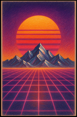 Vibrant Retrofuturistic Synthwave Sunset Futuristic Sci-Fi Poster