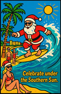 Surfing Santa Celebration Poster