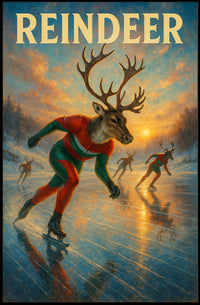Reindeer Ice Skating Extravaganza Fantasy or Mythology Poster