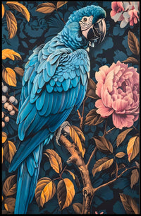 Vibrant Parrot Floral Paradise Poster Art