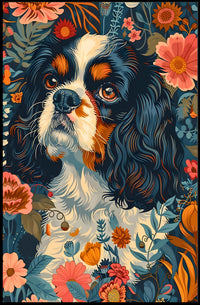 Floral Canine Portrait Wall Art Print