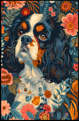 Floral Canine Portrait Wall Art Print