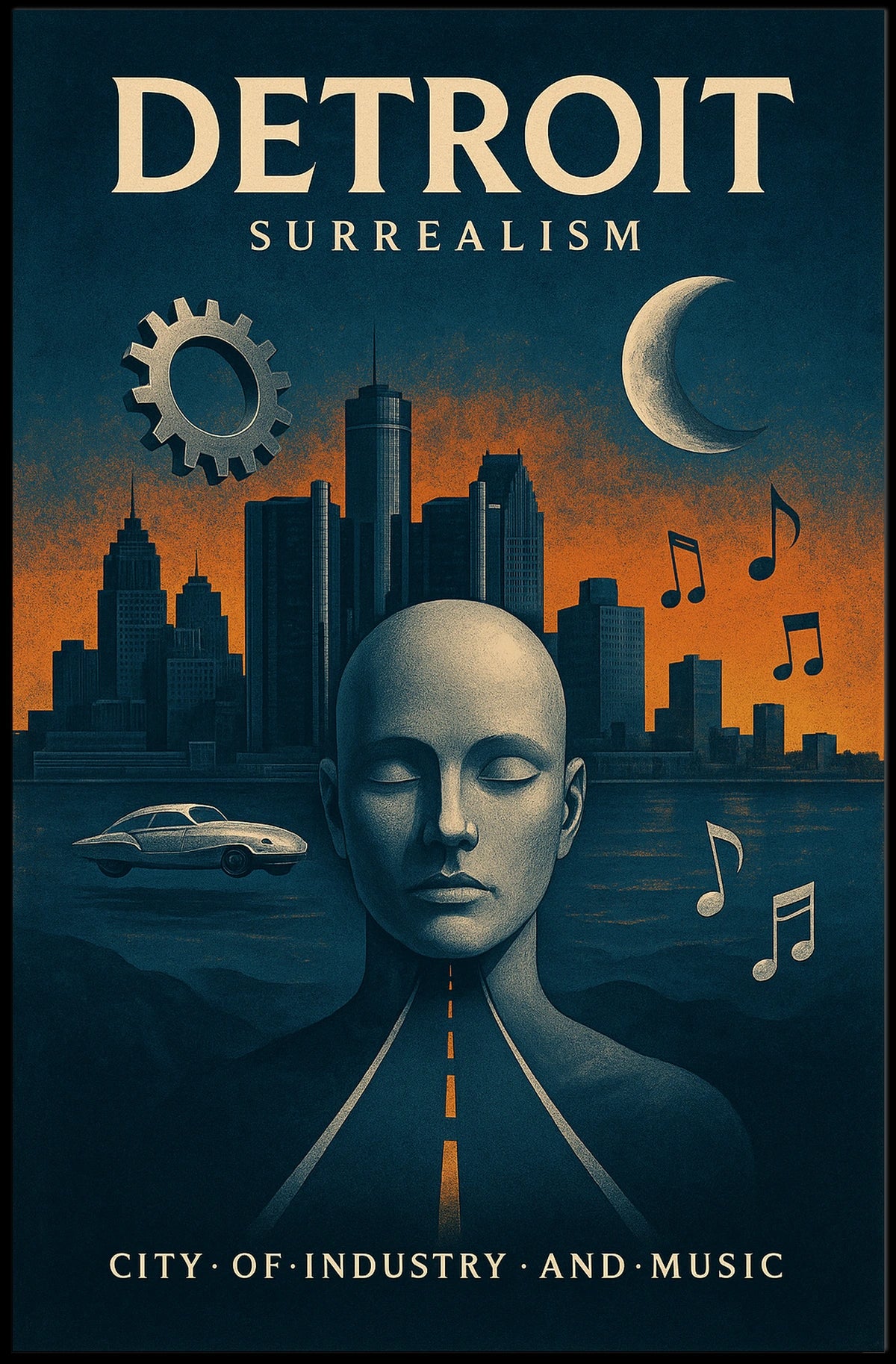Detroit Heritage Industrial Music Skyline Poster