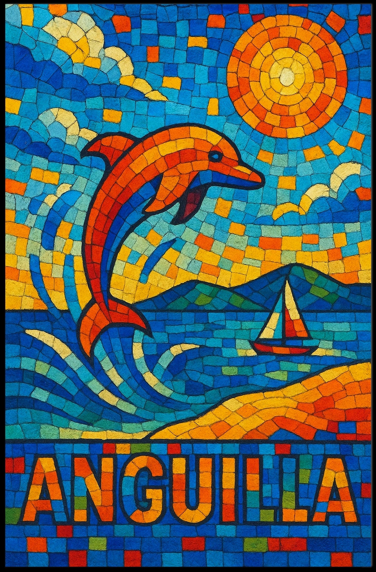 Anguilla Mosaic Art Poster
