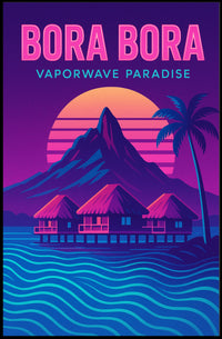 Bora Bora Vaporwave Paradise Travel Poster PosterGoat