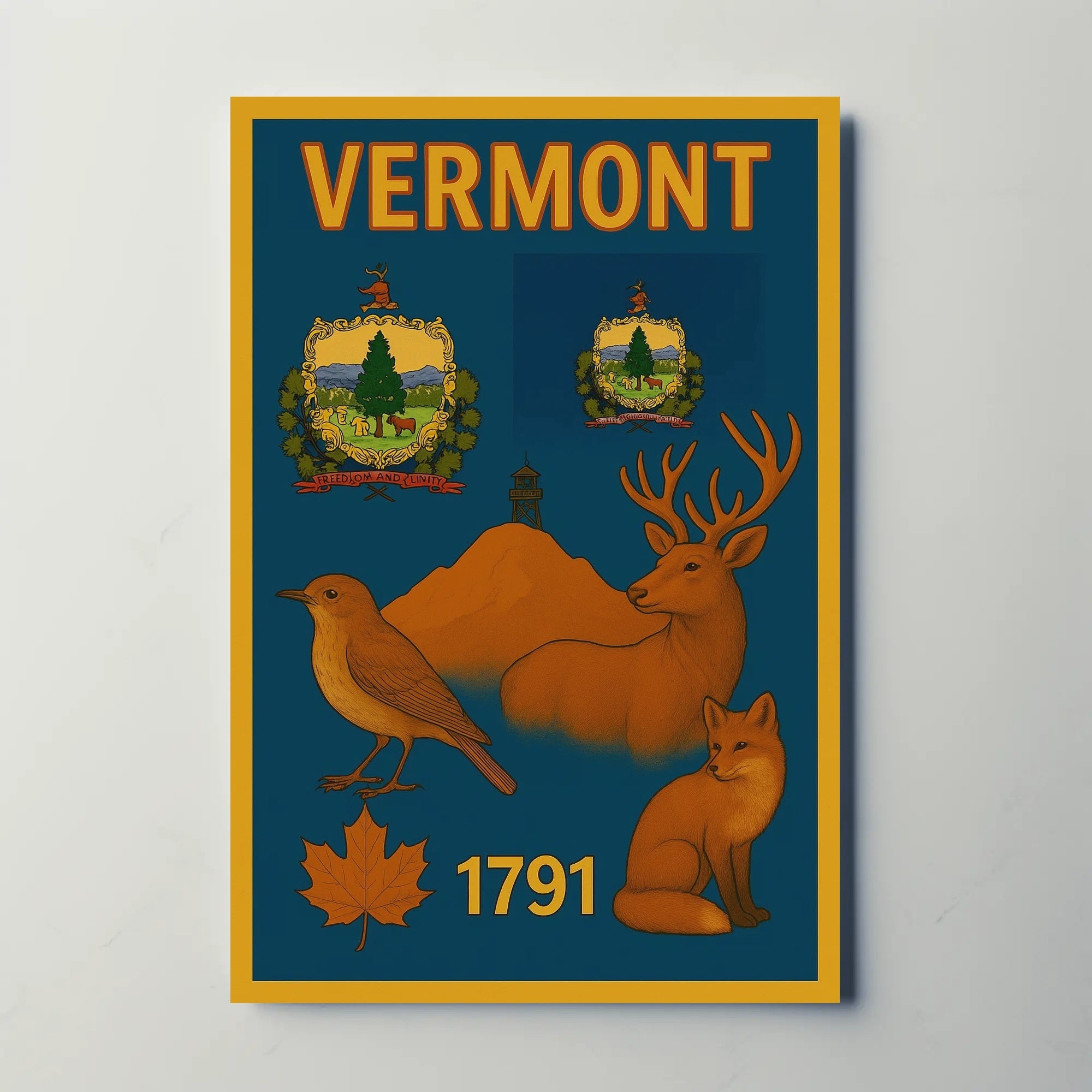 Vermont Vintage Nature Poster - Cultural or Heritage Poster