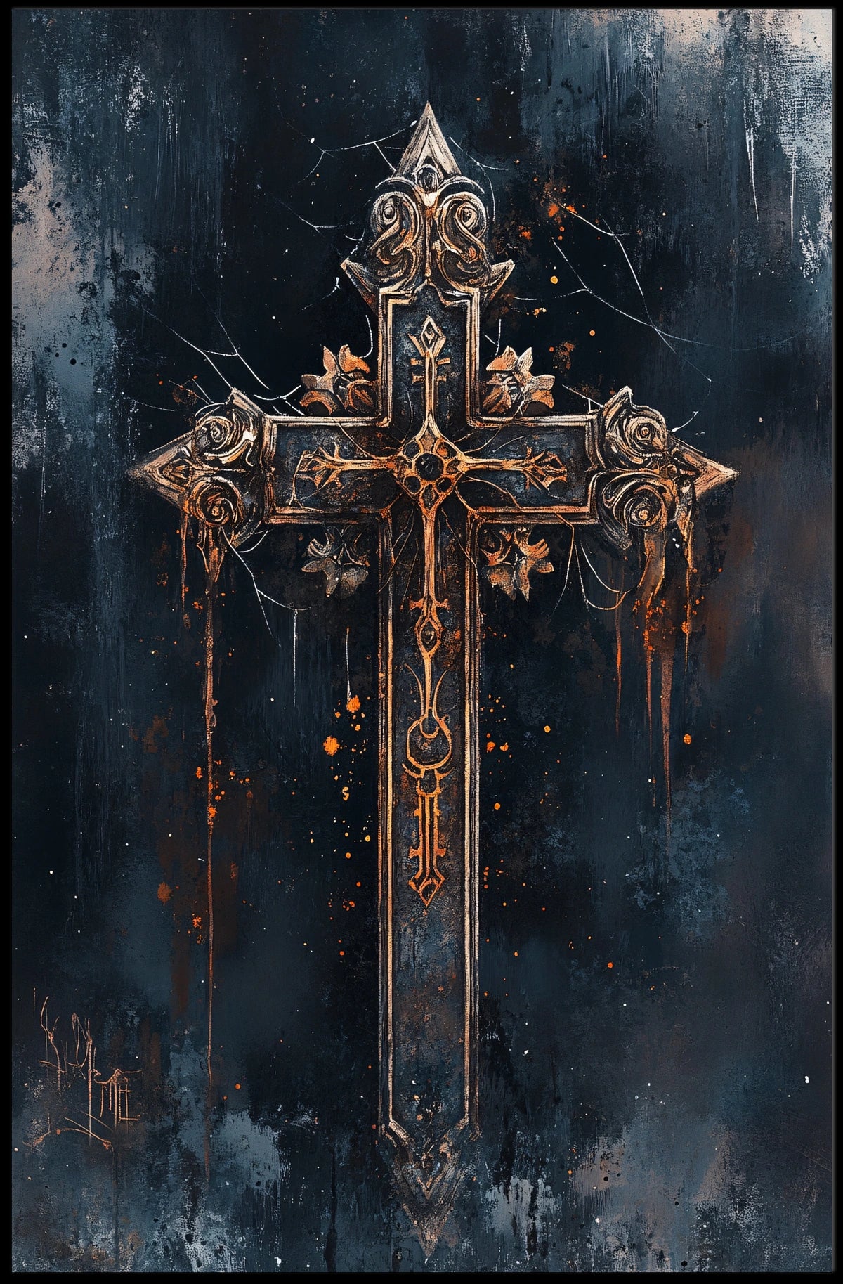 Intricate Gothic Design Cross Cultural Heritage Poster