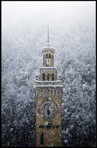 Snow-Covered Clock Tower Poster
