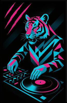 Neon Tiger Dj Poster