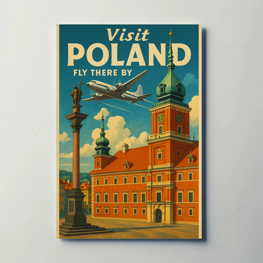 Visit Poland Historic Castle Flight Travel Poster