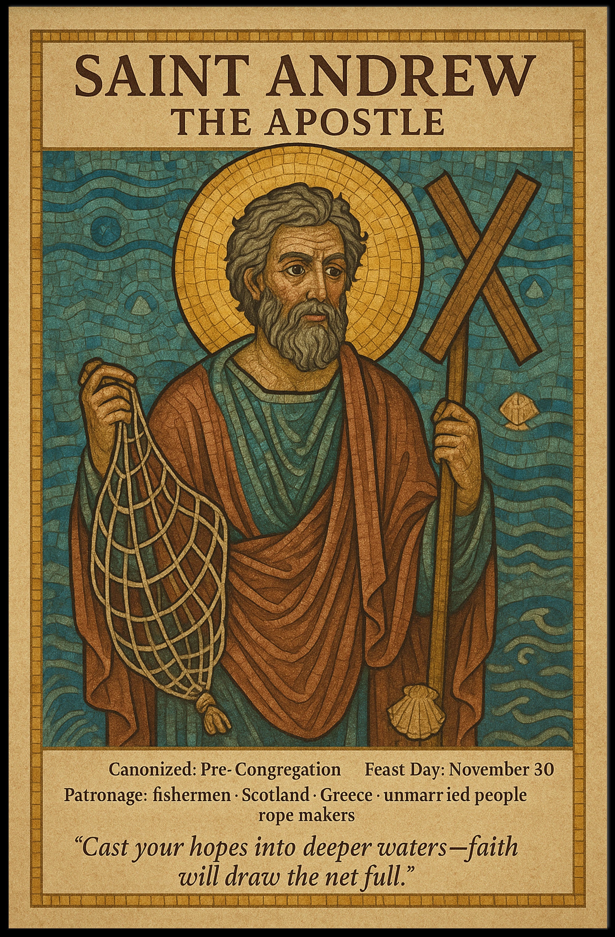 Saint Andrew Religious Icon Poster Cultural or Heritage Poster