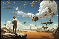 Surreal Fantasy Landscape with Floating Rock Formations Poster