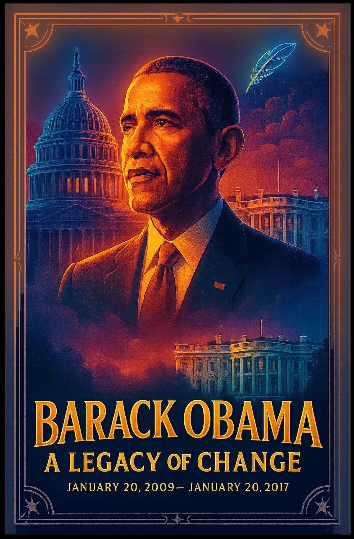 Barack Obama Portrait from Historic Presidency Political Poster