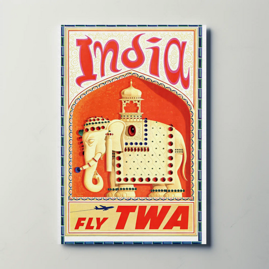 Fly TWA to India Travel Poster by David Klein