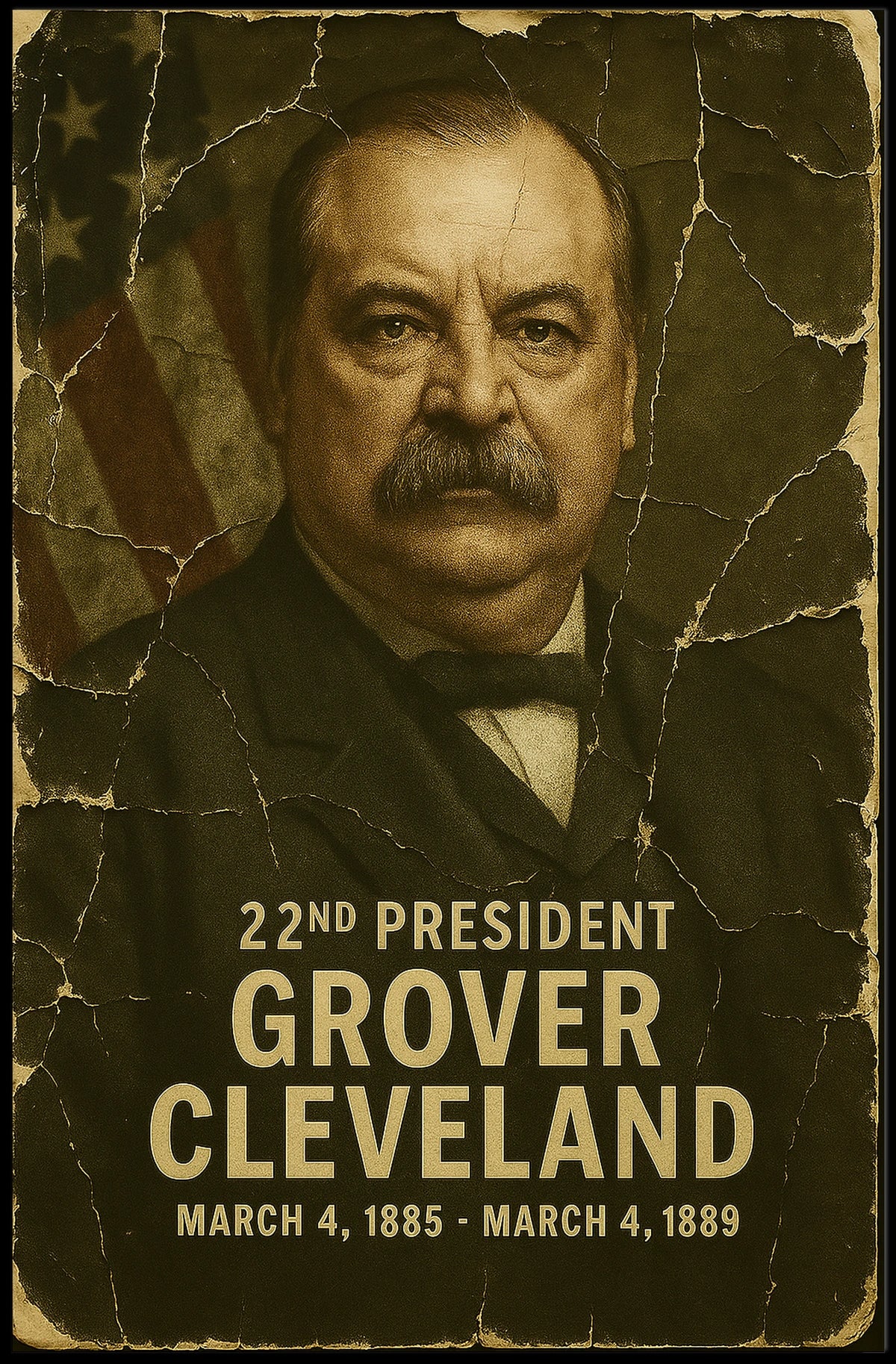 Grover Cleveland 22nd President of the United States Damaged Photograph Poster