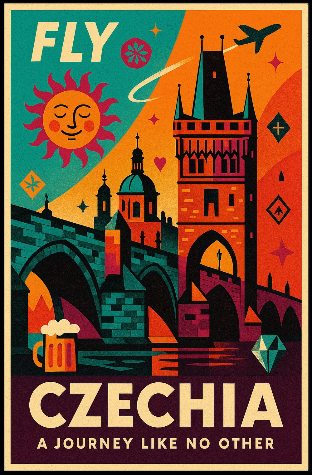 Czechia Travel Adventure Vibrant Artistic Poster PosterGoat