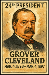 Grover Cleveland 24th President of the United States Exaggerated Cartoon Sketch Poster