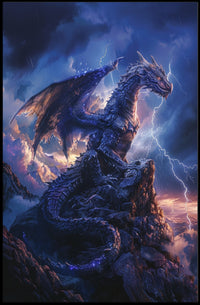Majestic Blue Dragon Photorealistic Fantasy or Mythology Poster PosterGoat