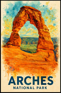 Arches National Park Watercolor Adventure Poster Art