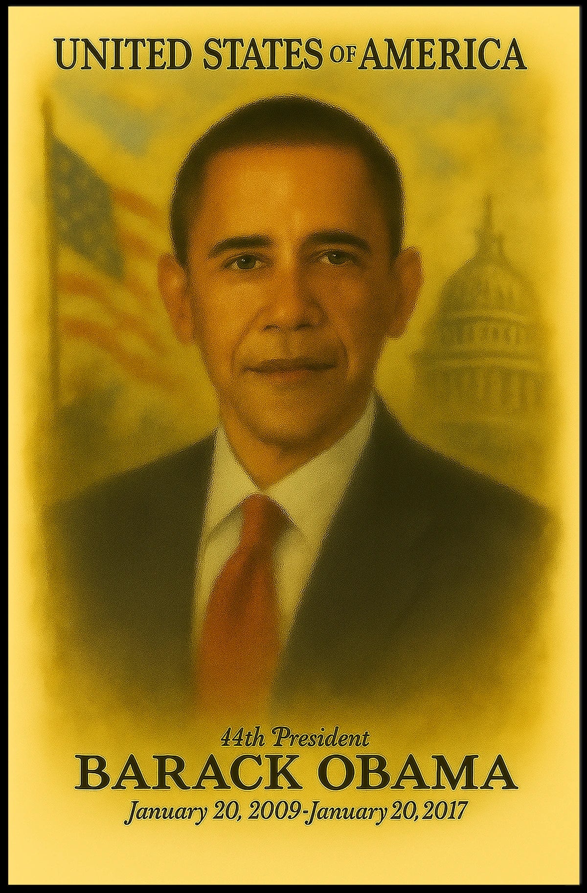 Barack Obama 44th President of the United States Vintage Watercolor Poster