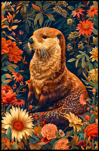 Enchanted Otter In A Floral Wonderland William Morris Art Poster