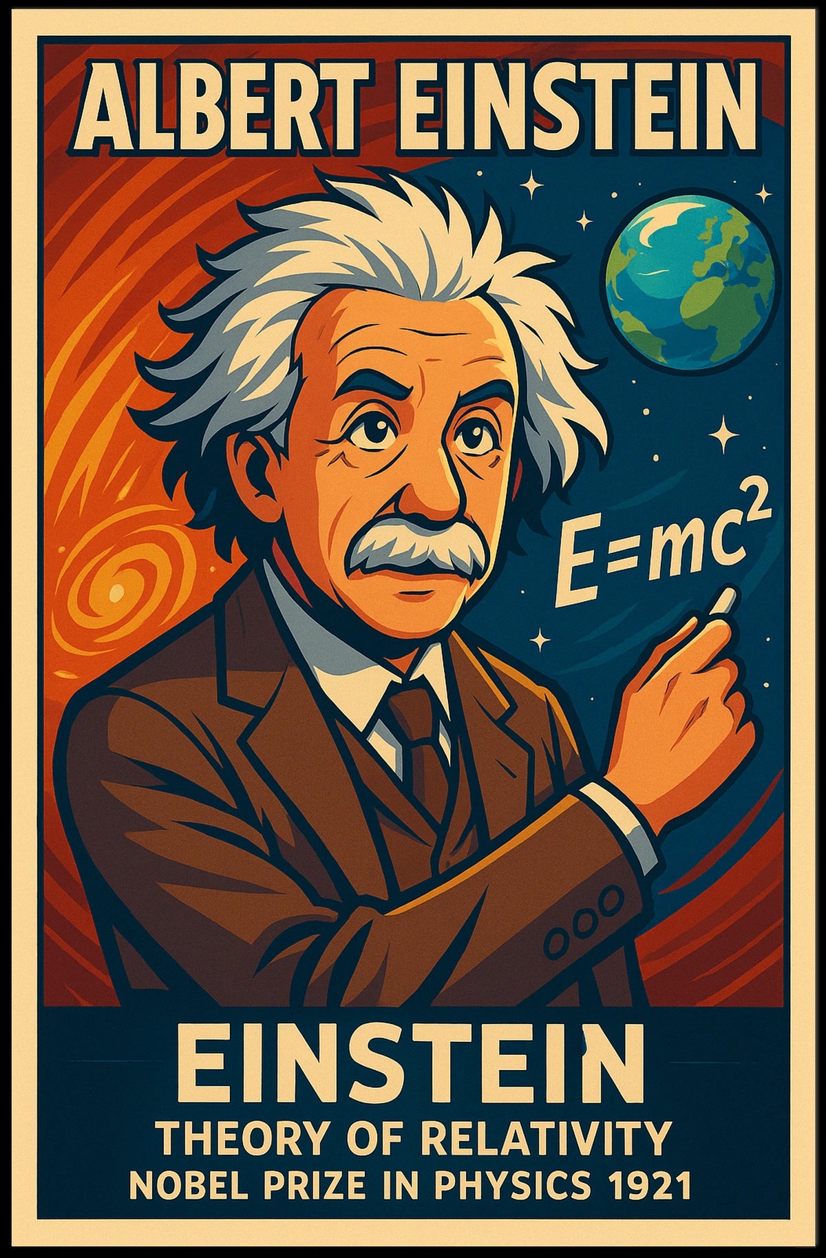 Einstein Relativity Educational Science Poster