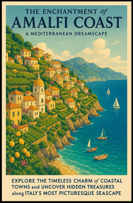 Amalfi Coast Travel Dreamscape Vintage Art Poster