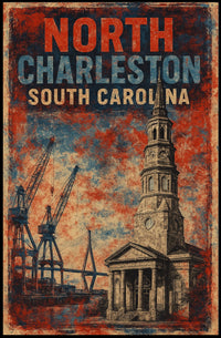 North Charleston Skyline Minimalist Wanderlust Poster