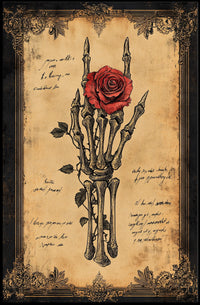 Gothic Rose and Skeleton Hand Artistic or Pop Culture Poster