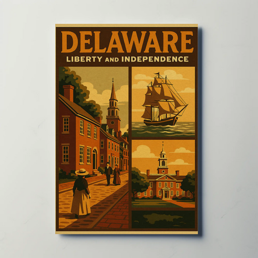 Delaware Liberty Historic Street Ship Travel Poster