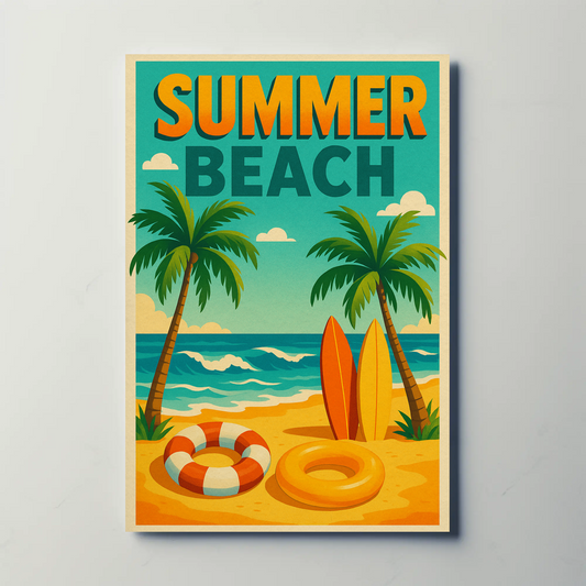 Summer Beach Palm Trees Travel Poster