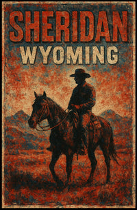 Sheridan Wyoming Cowboy Ride Vintage Travel Poster