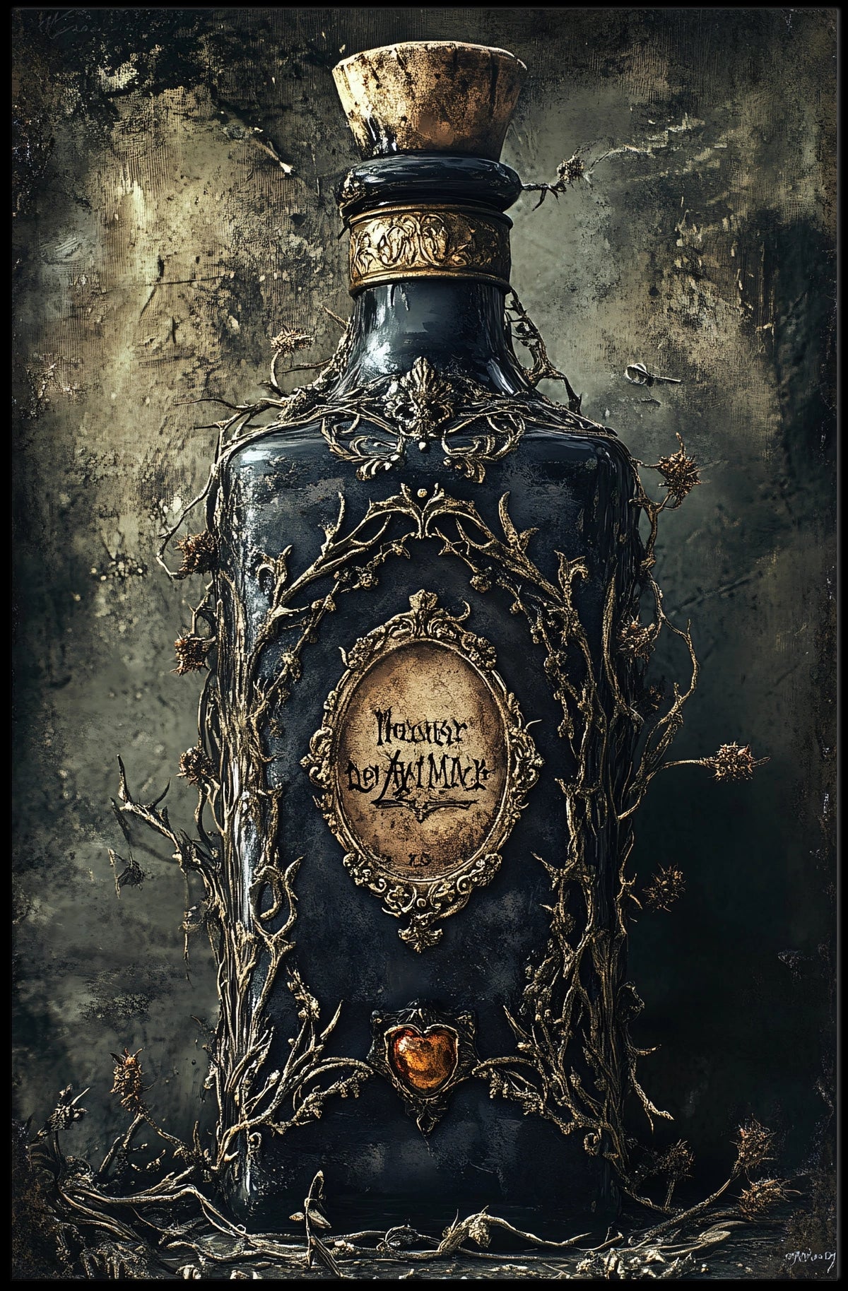 Mystical Dark Bottle Artistic Poster